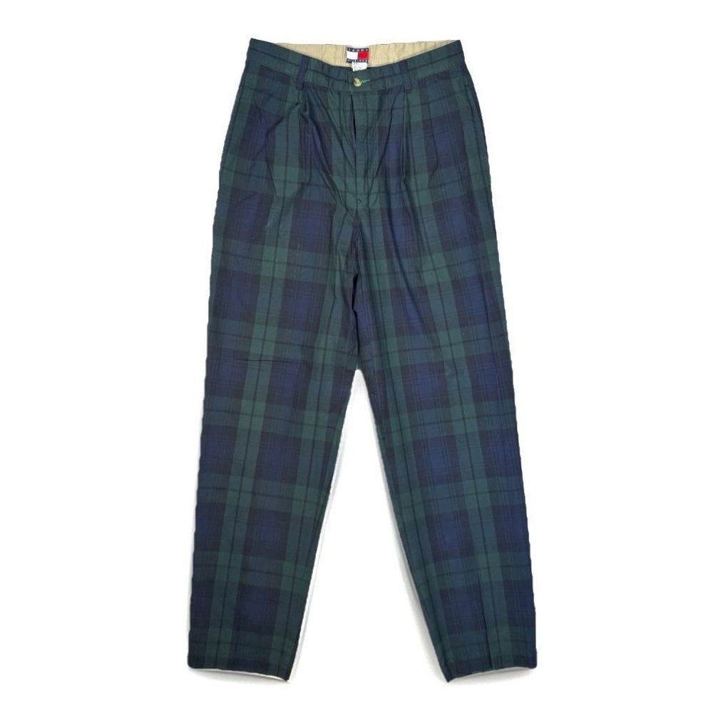 Vintage Tommy Hilfiger Plaid Trousers Mens 30x32 Pleated Preppy Tartan